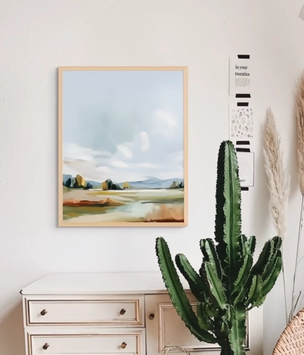 Calm Landscape Art – Serene Meadow Horizon