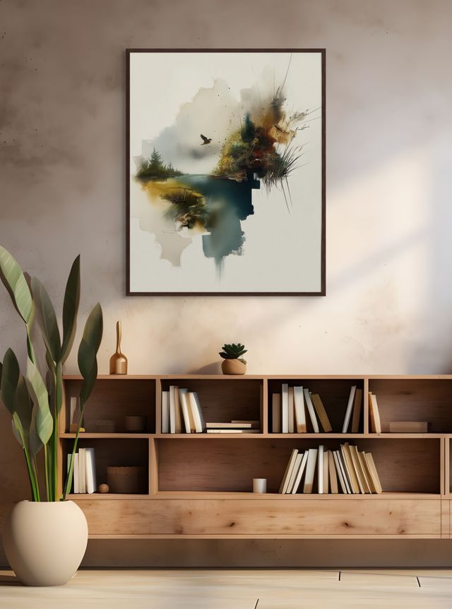 Earth Tone Botanical Art Print – Minimalist Abstract Nature Artwork in Warm, Calm Neutrals