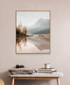 Misty Mountain Serenity – Tranquil Autumn Lake and Mountain Wall Art