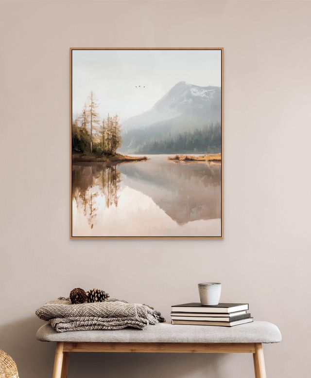 Misty Mountain Serenity – Tranquil Autumn Lake and Mountain Wall Art